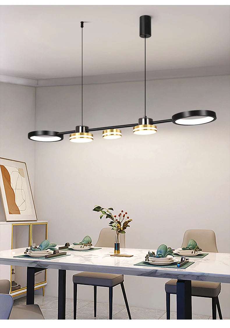 Suspension linéaire avec cercles en métal design moderne