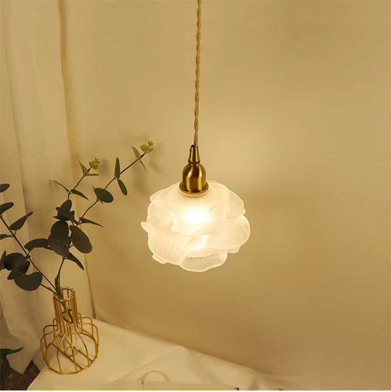 Suspension fleur en verre design vintage