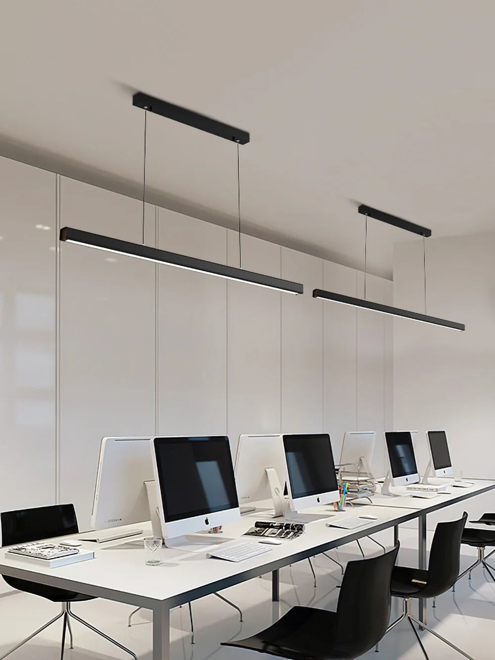 Suspension linéaire en bois et métal design moderne