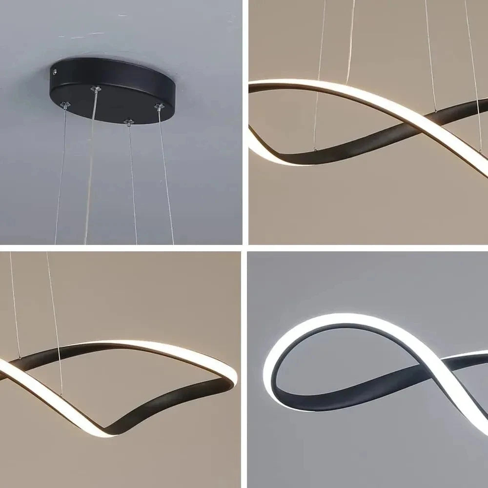 Suspension vague forme linéaire en métal design classique
