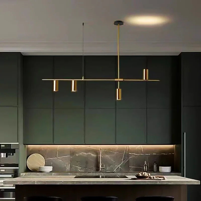 Suspension linéaire avec spots en métal design moderne