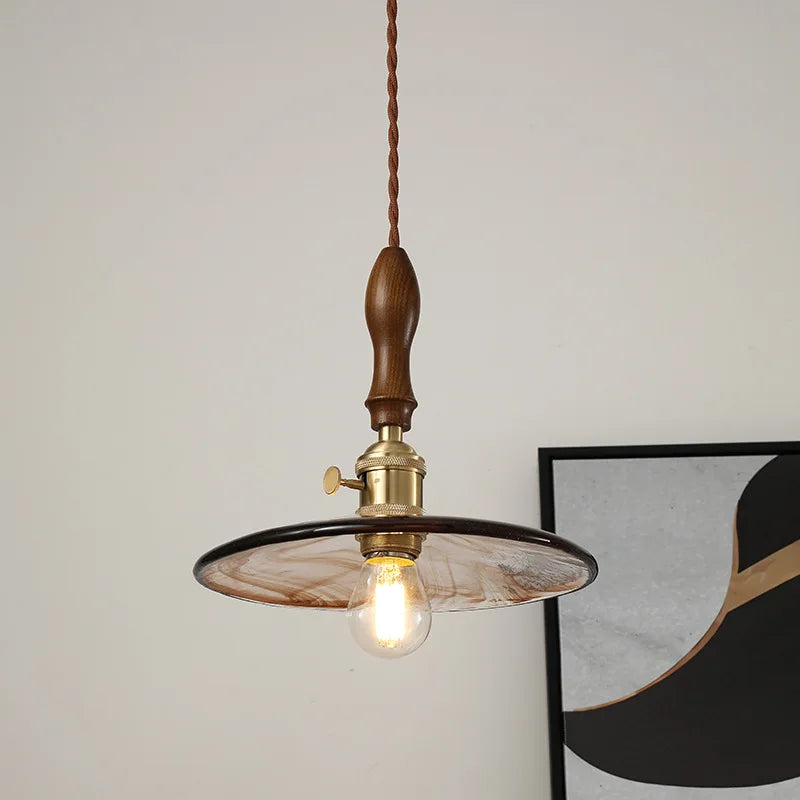 Suspension cône en verre design vintage