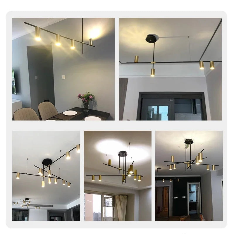 Suspension linéaire avec spots en métal design moderne