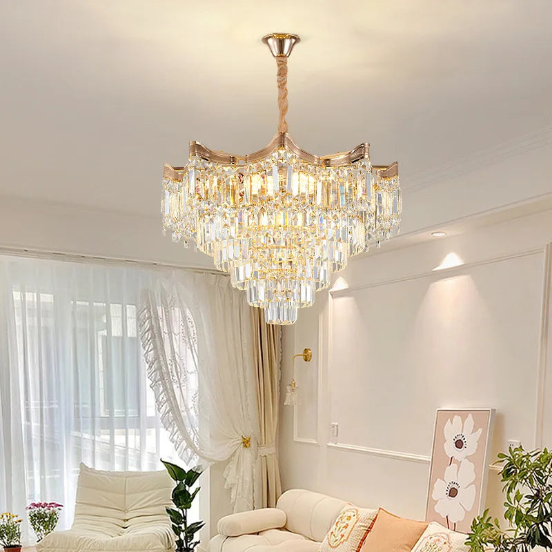 Lustre cascade en métal design moderne