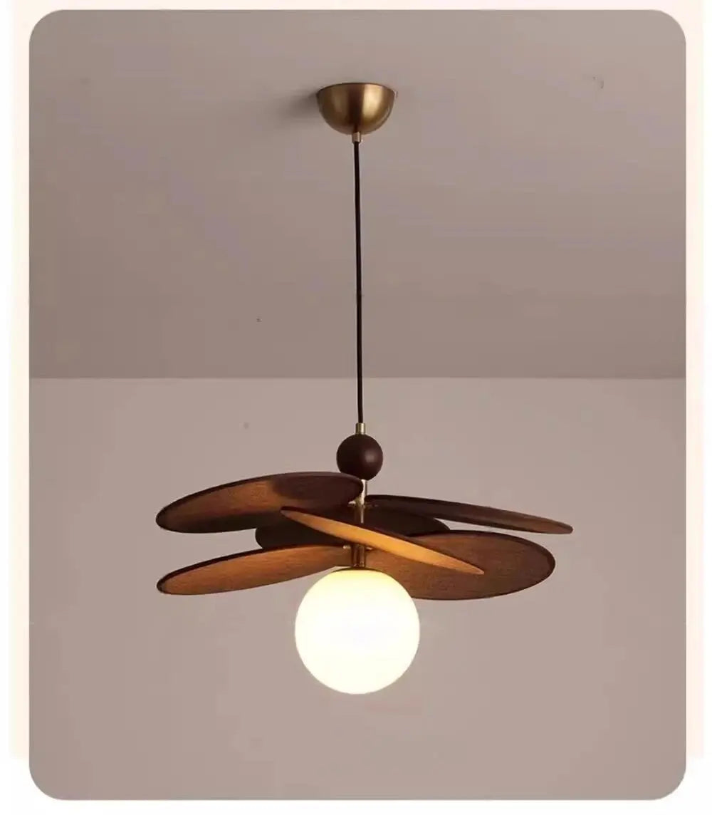 Suspension fleur en bois et métal design moderne