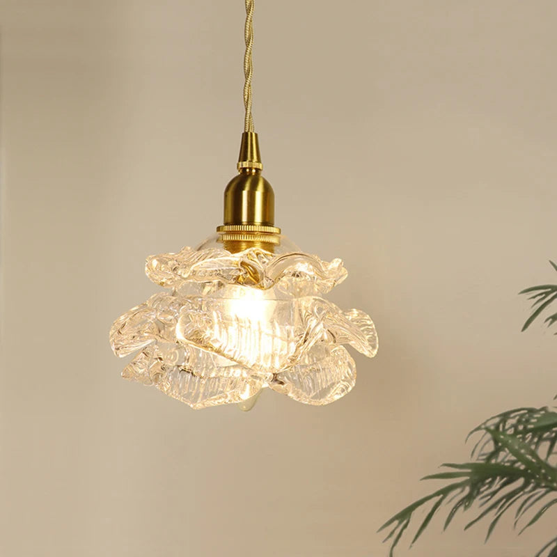 Suspension fleur en verre design vintage