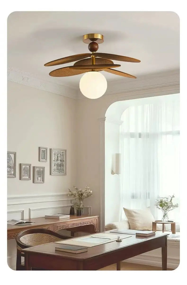 Suspension fleur en bois et métal design moderne