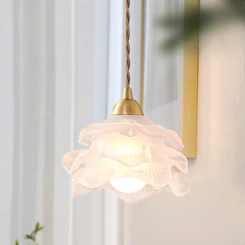 Suspension fleur en verre design vintage