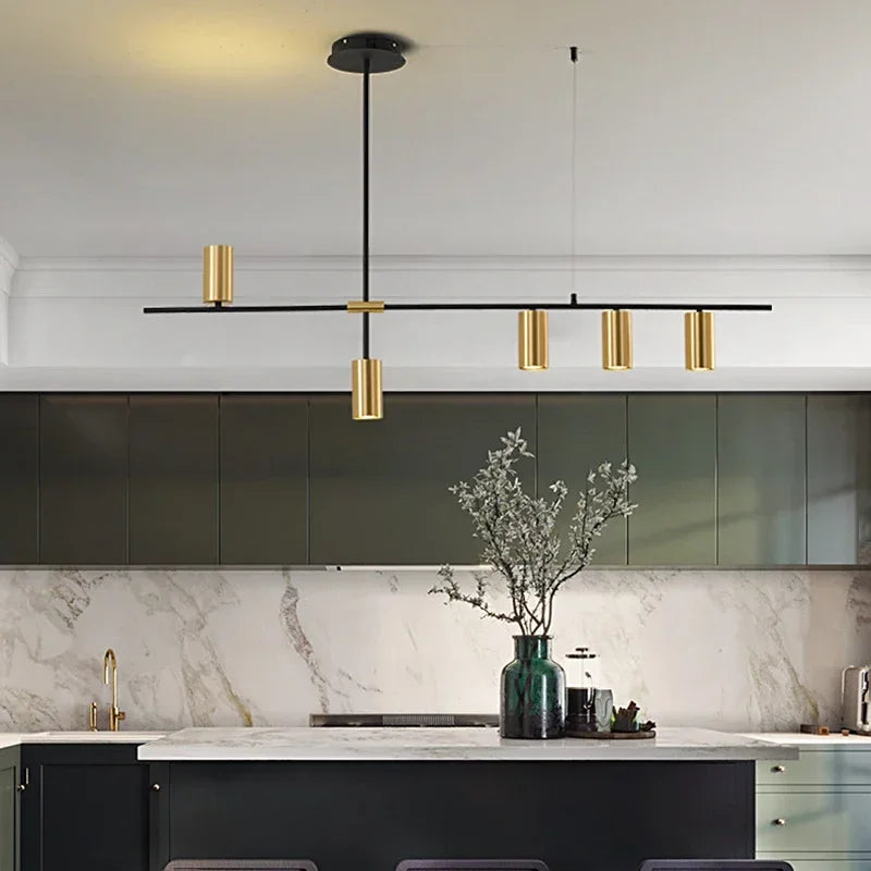 Suspension linéaire avec spots en métal design moderne