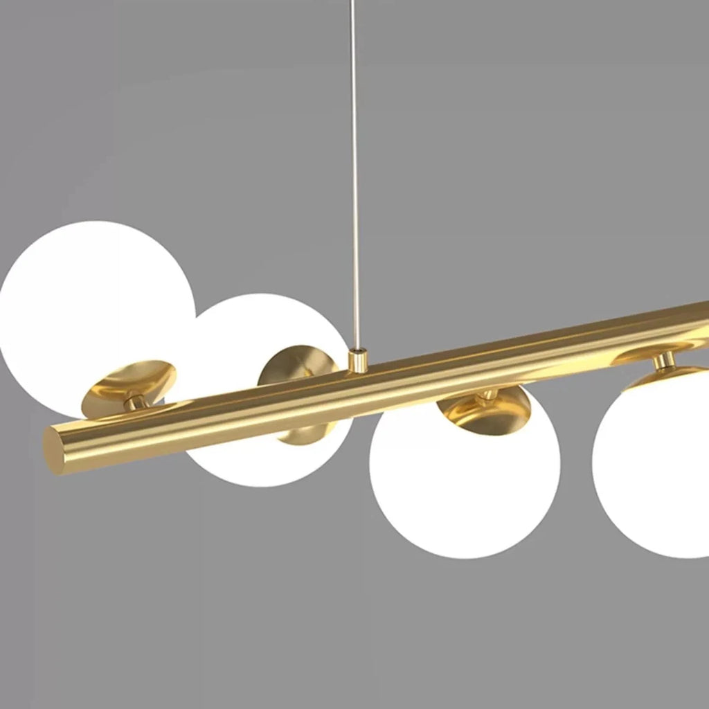 Suspension avec boule en verre et barre linéaire design moderne