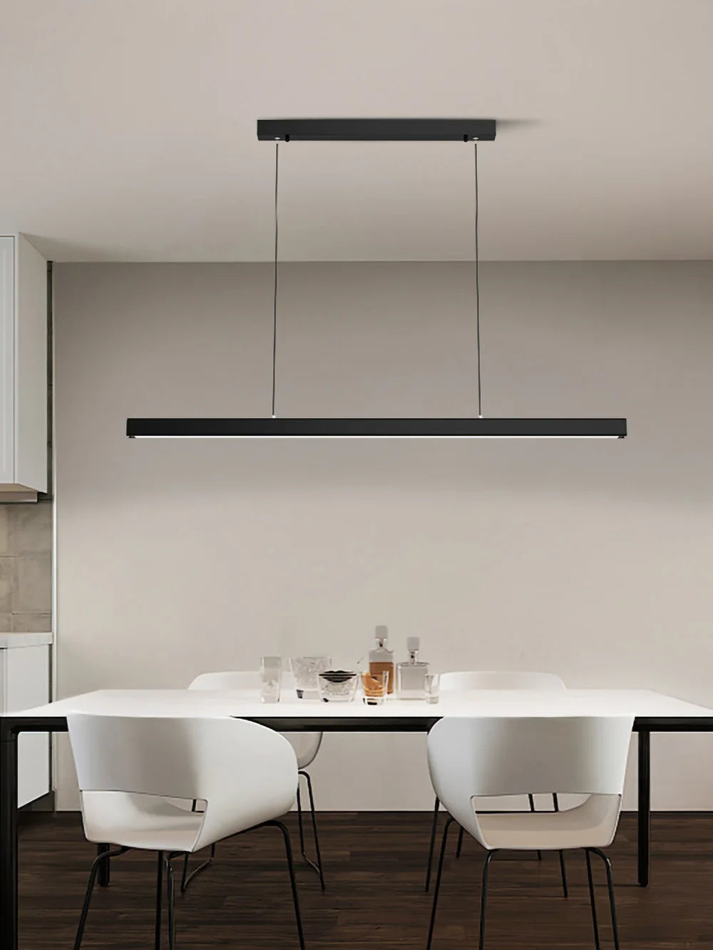 Suspension linéaire en bois et métal design moderne