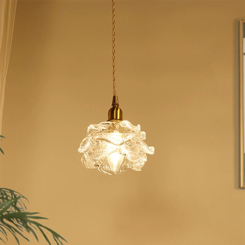 Suspension fleur en verre design vintage