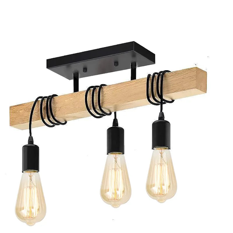 Suspension linéaire en bois et métal design industriel Image