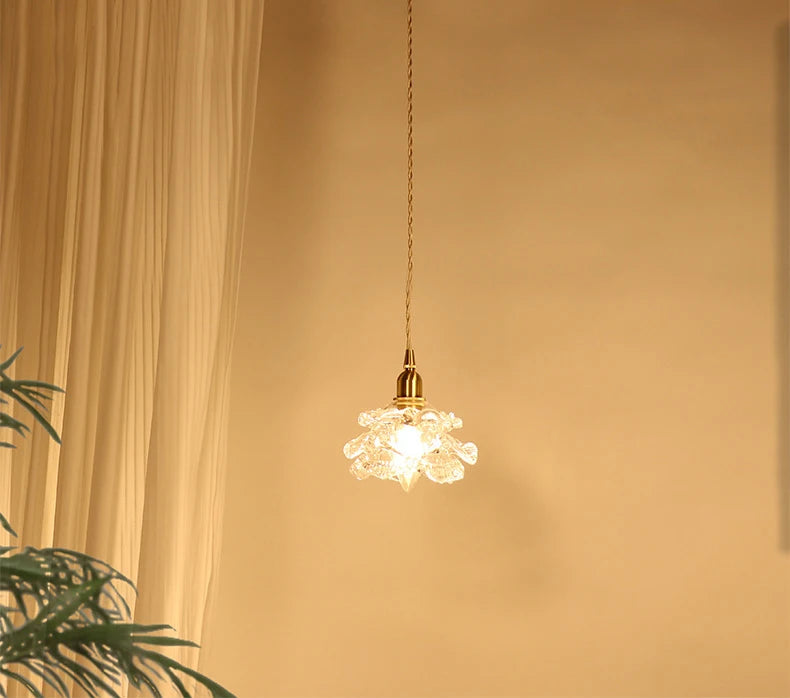 Suspension fleur en verre design vintage
