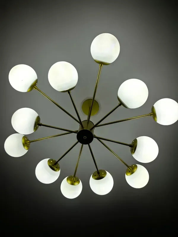 Suspension boule en verre et barres en métal design moderne