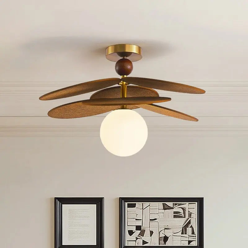 Suspension fleur en bois et métal design moderne