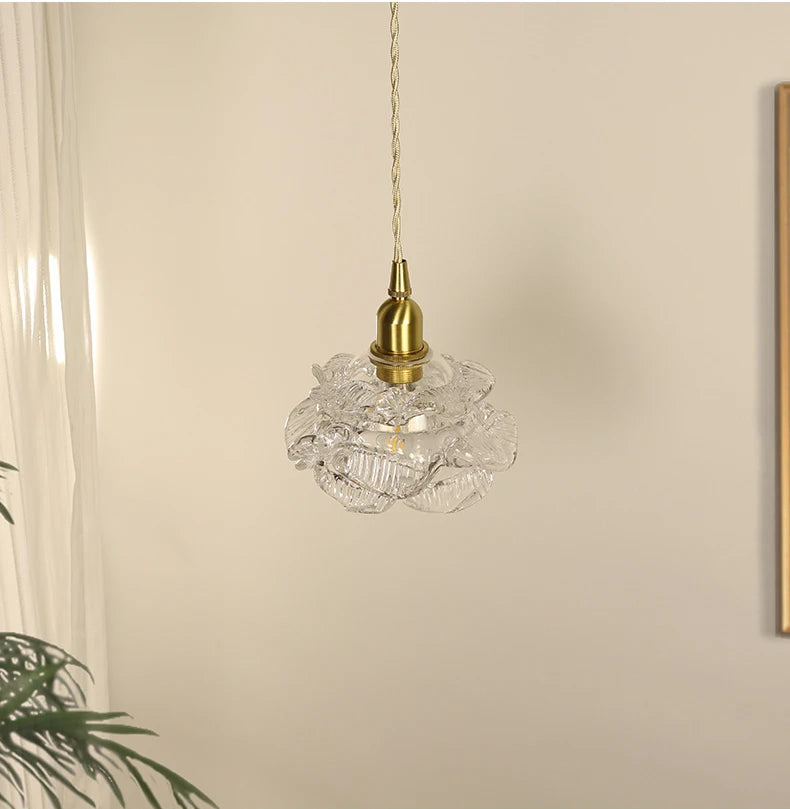 Suspension fleur en verre design vintage