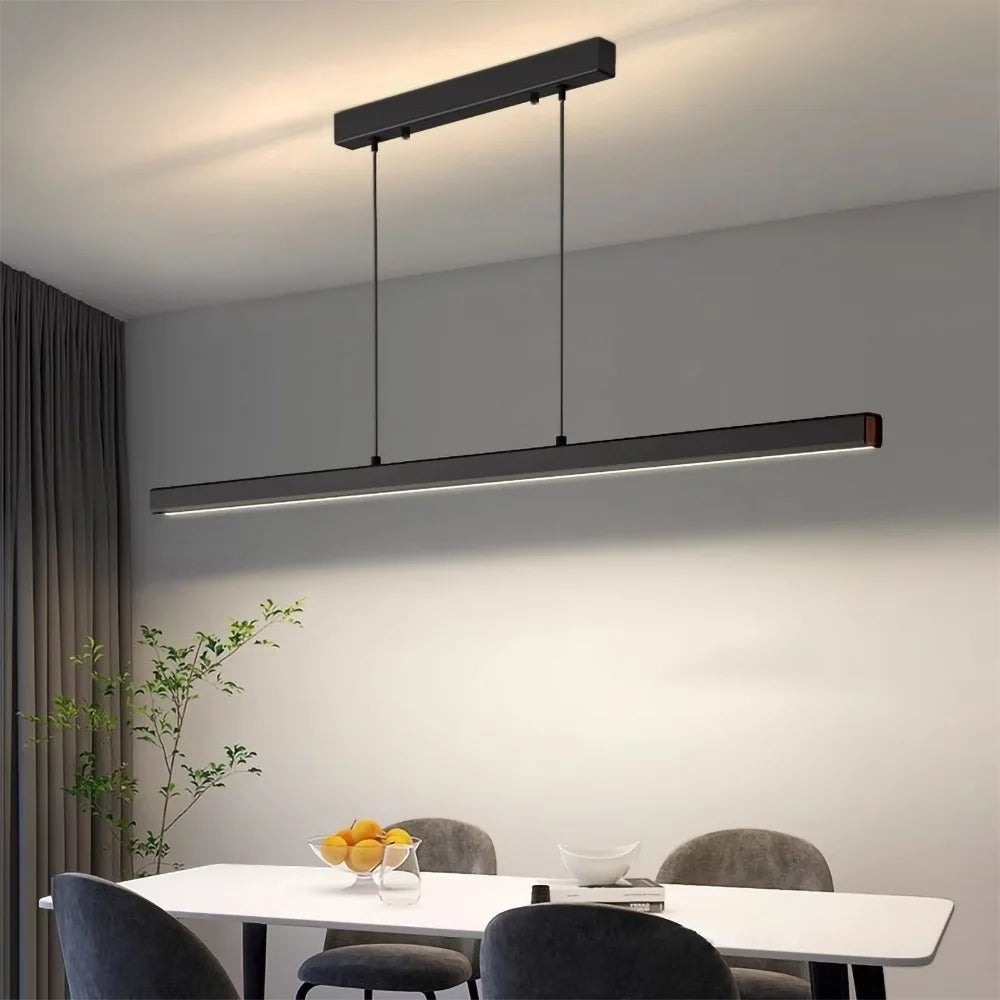 Suspension linéaire en bois et métal design moderne