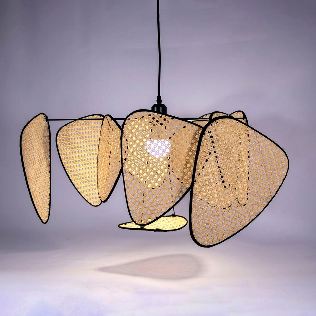 Lustra Lustre Écran Cannage Suspension Rétro