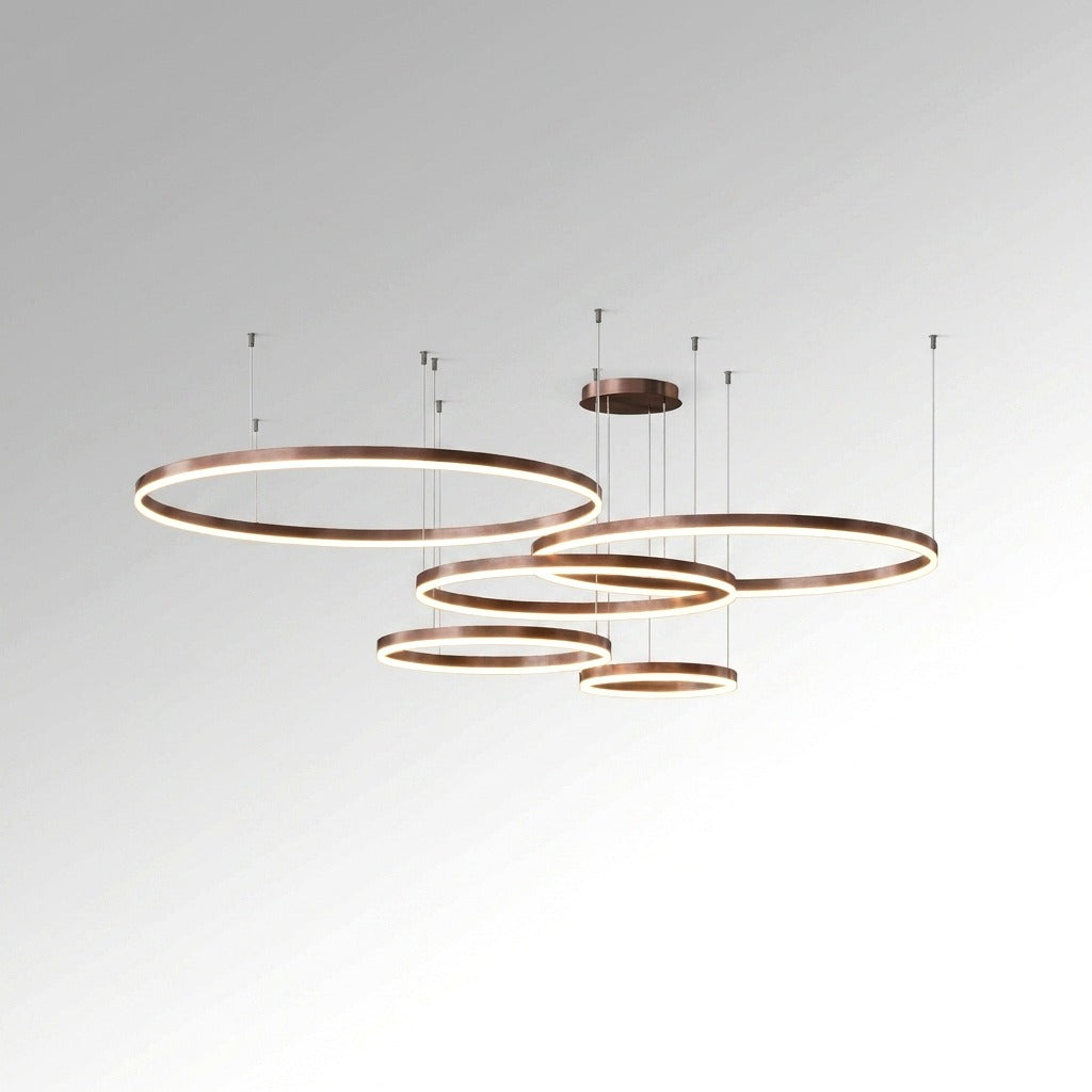 Suspension Anneau Moderne Métal Noir/Doré/Café Salon -