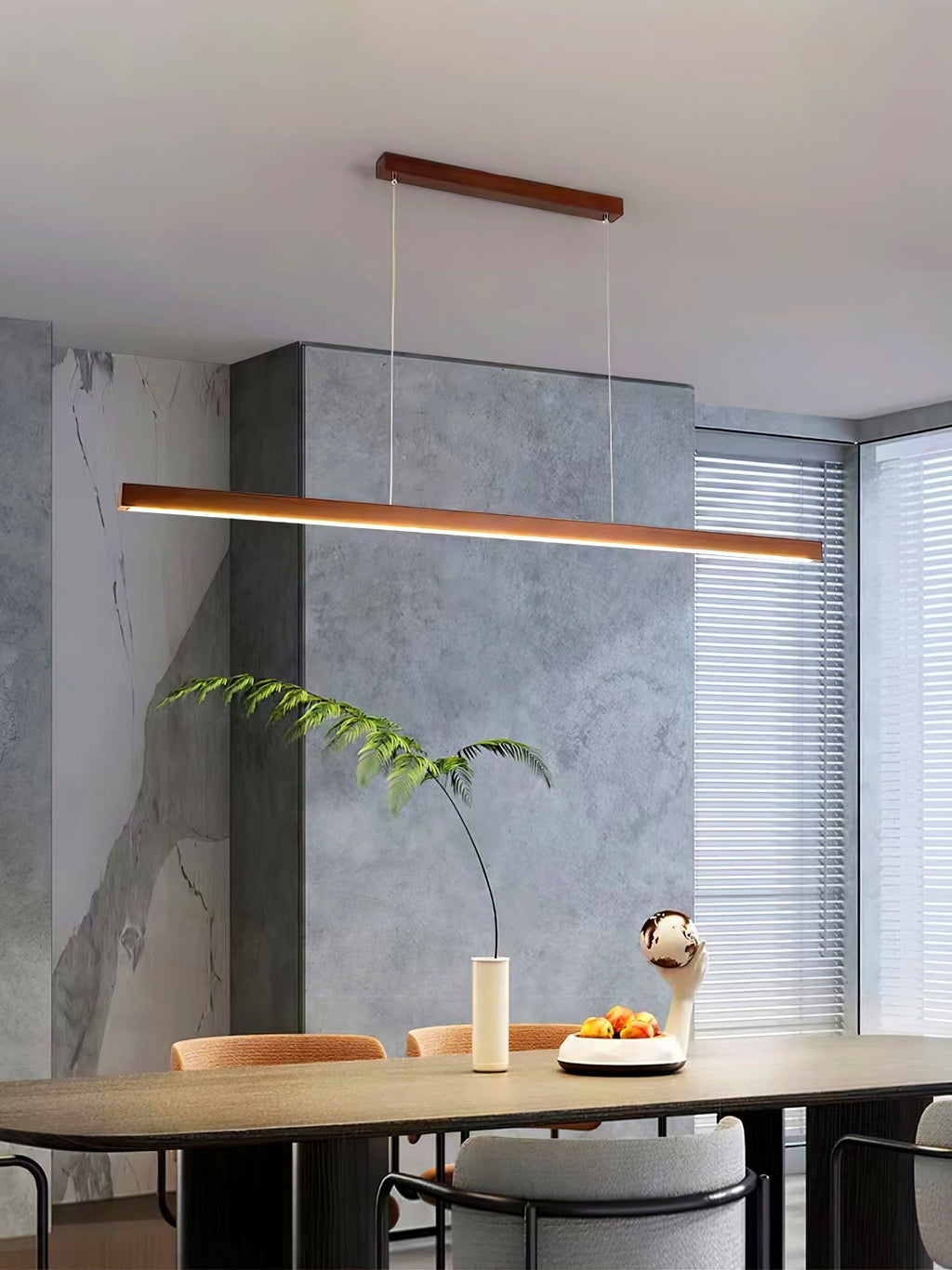 Elowen Suspension linéaire minimaliste en bois