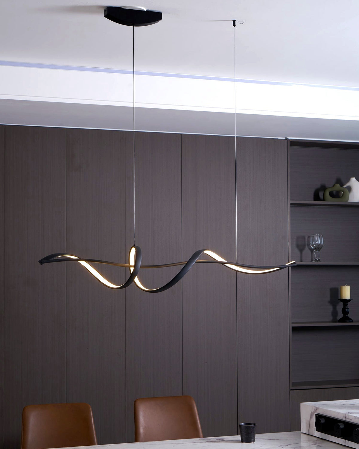 Aveline Suspension moderne LED Wave noire