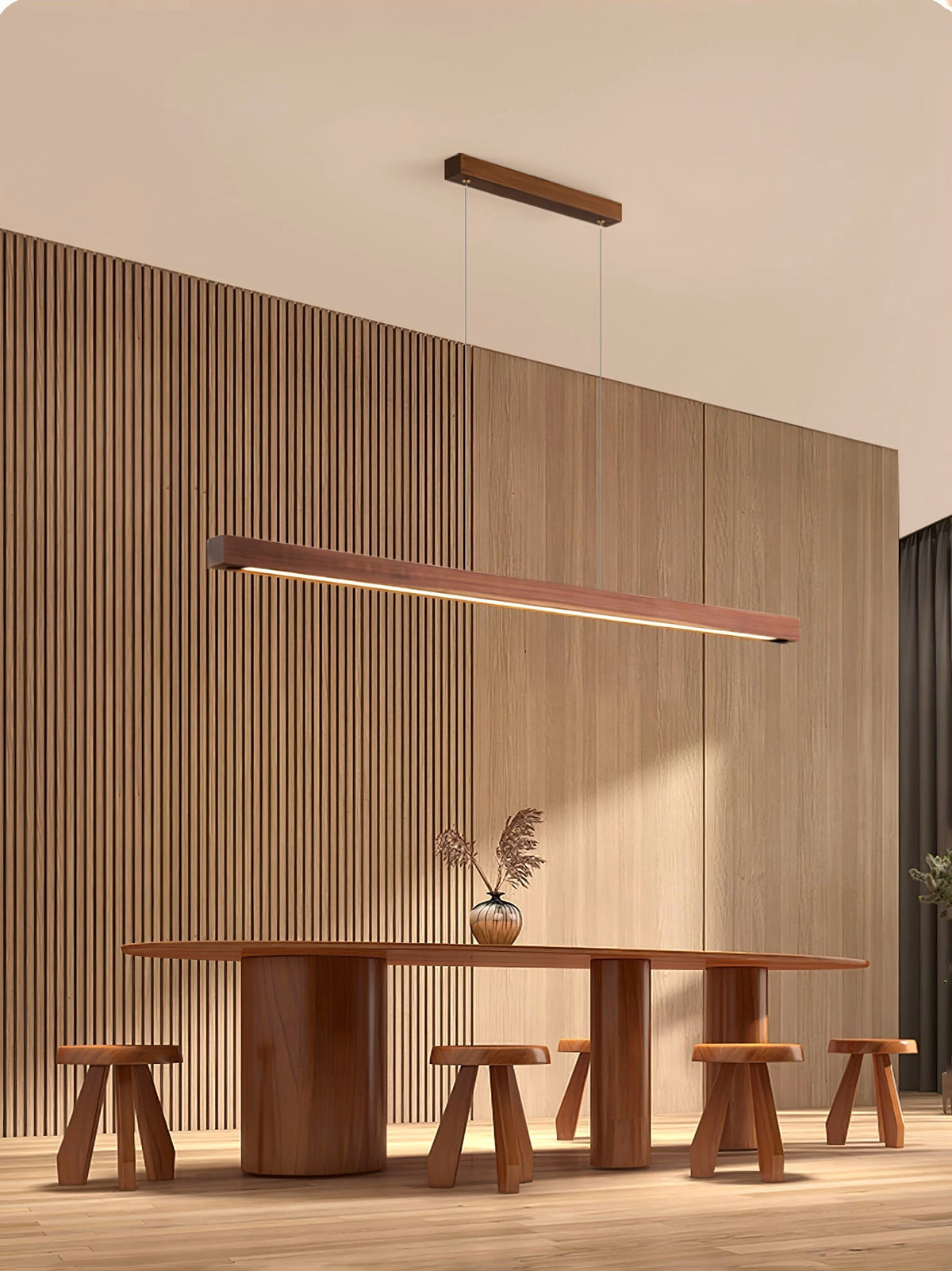 Elowen Suspension linéaire minimaliste en bois