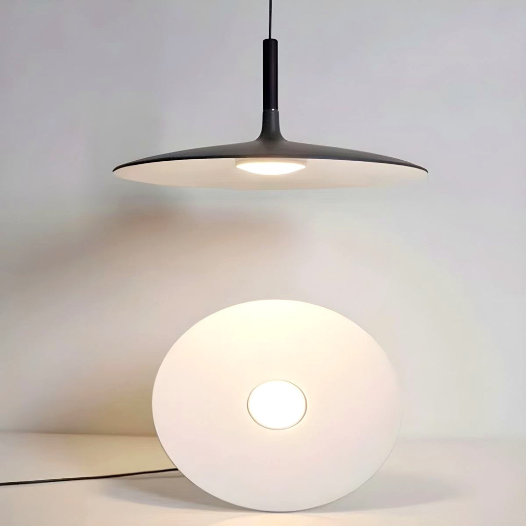 Lustra Suspension Lampe Disque Plat en Aluminium