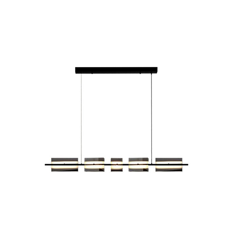 Arisha épuré et élégant Suspension Rectangulaire Moderne Noir Métal Salle à manger