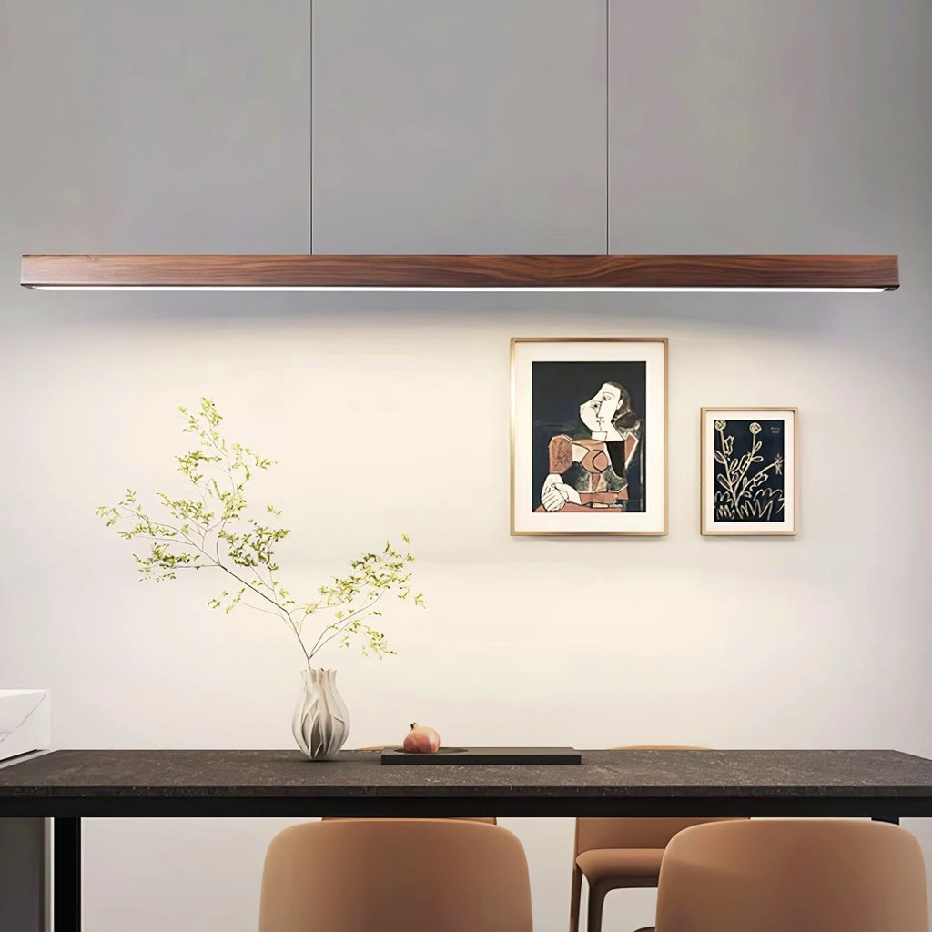 Elowen Suspension linéaire minimaliste en bois