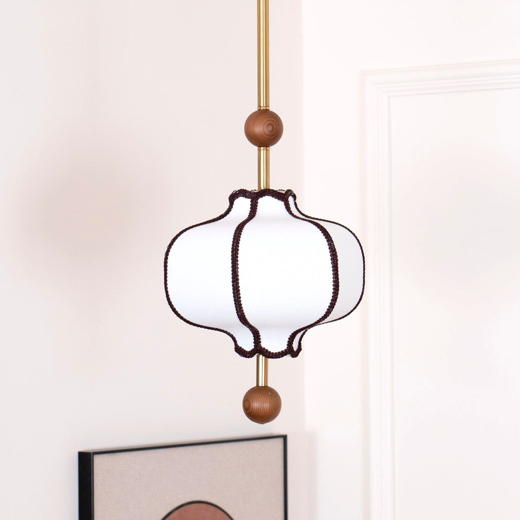 Lustra Suspension Lampe Lanterne en Tissu pour Salon