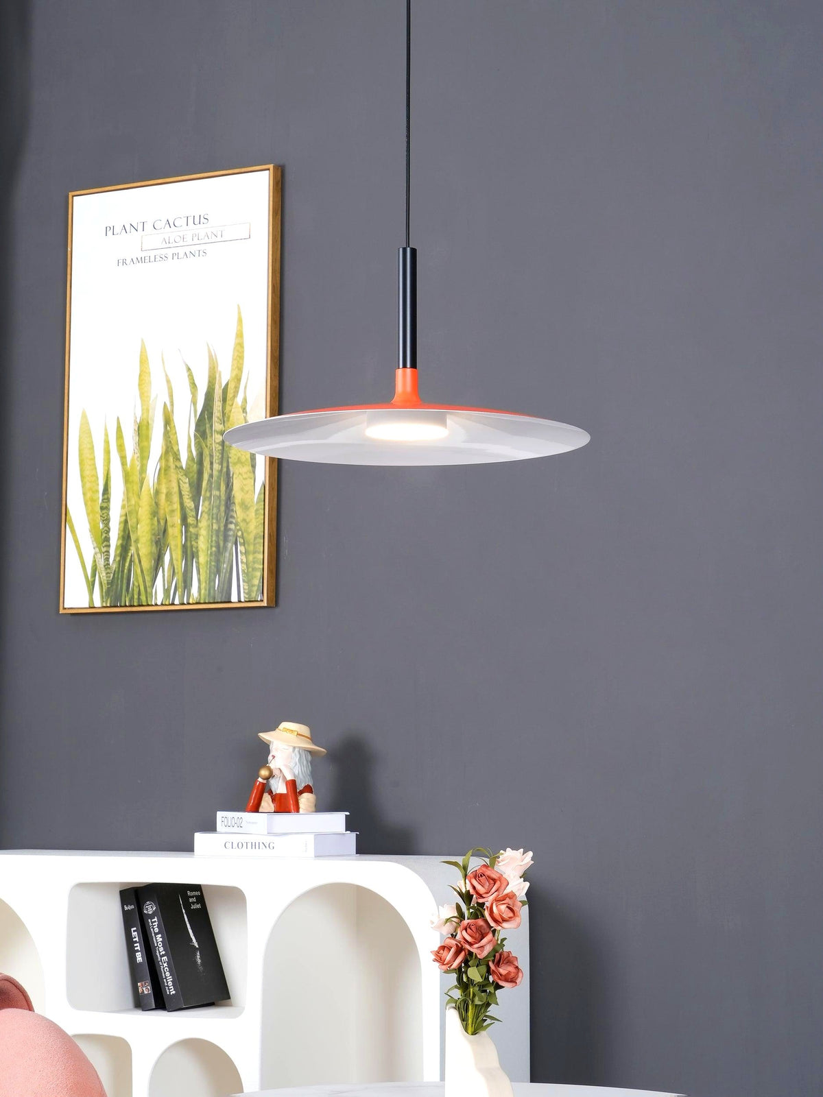 Lustra Suspension Lampe Disque Plat en Aluminium