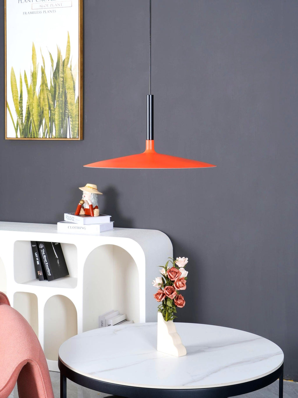 Lustra Suspension Lampe Disque Plat en Aluminium