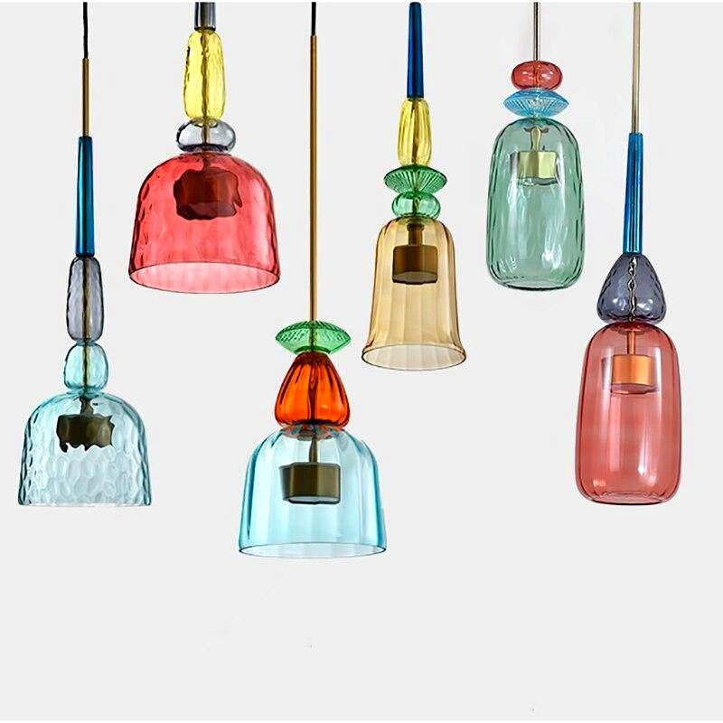 Suspension LED Verre Coloré Design - mise en situation