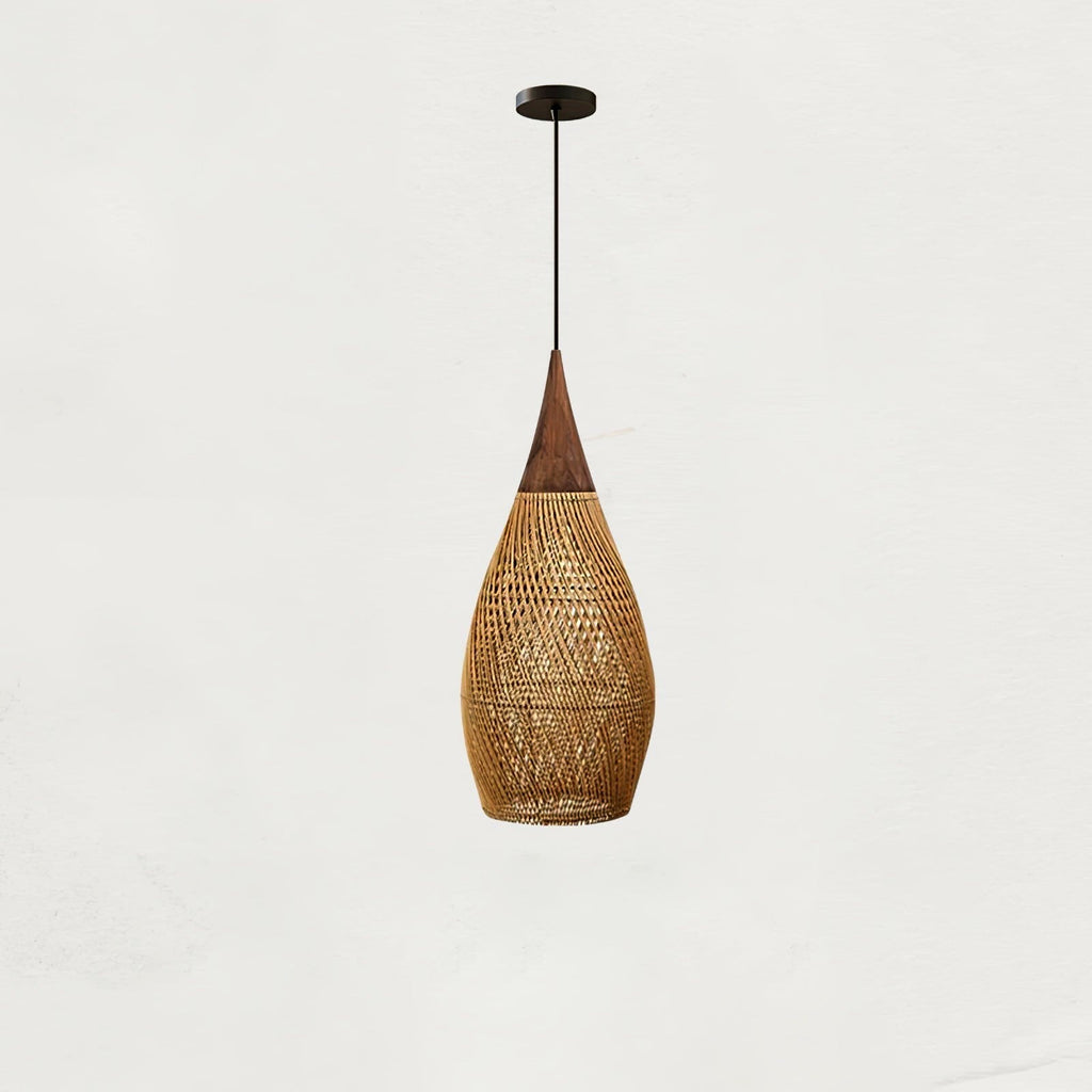 Suspension en Rotin Tressé et Bois