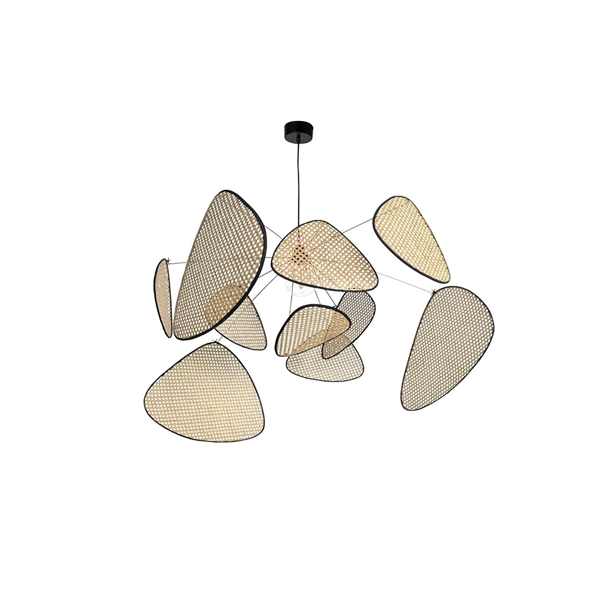 Lustra Lustre Écran Cannage Suspension Rétro