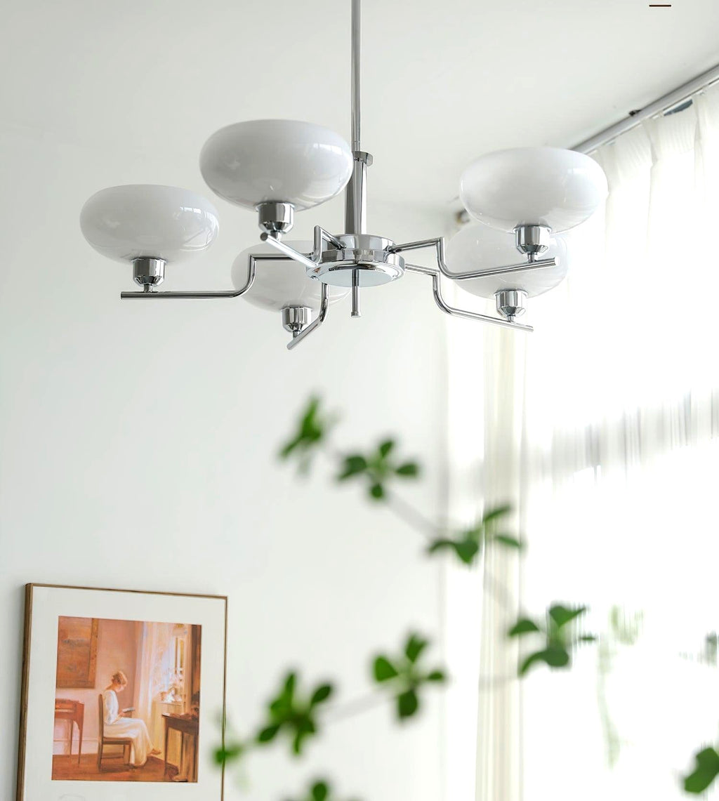Lustra Suspension en Verre Globe Cadre en Laiton