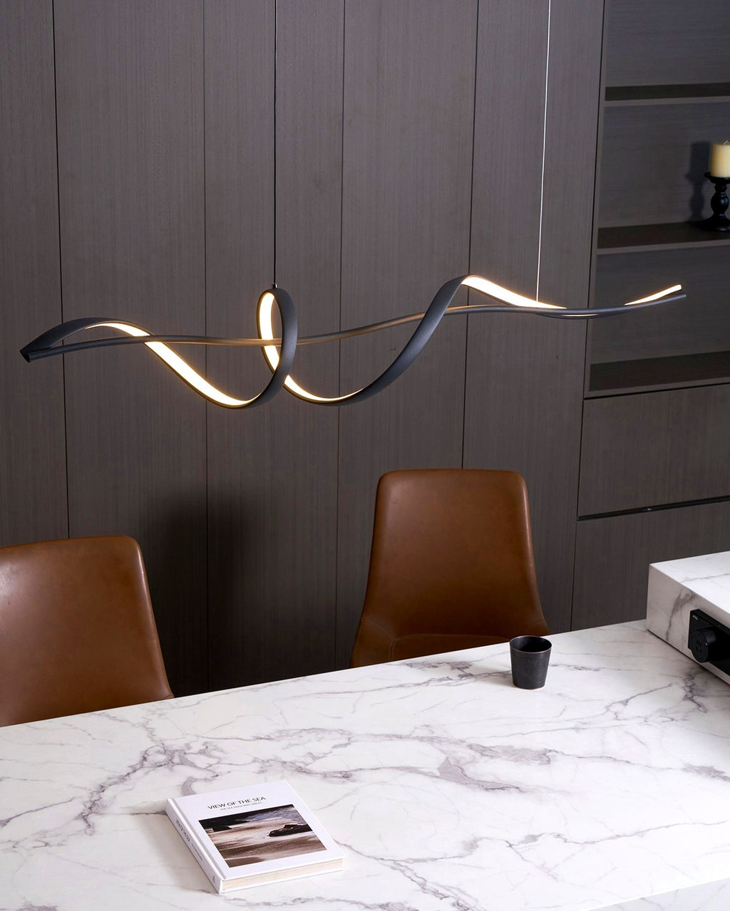 Aveline Suspension moderne LED Wave noire