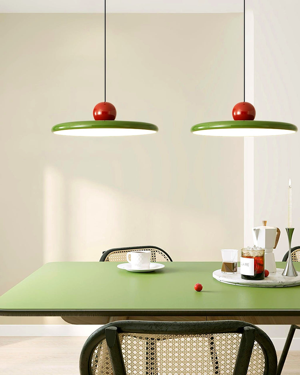 Lustra Suspension Swag Verte et Rouge