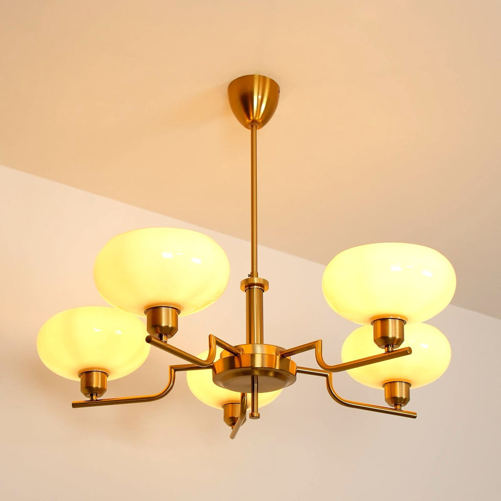 Lustra Suspension en Verre Globe Cadre en Laiton