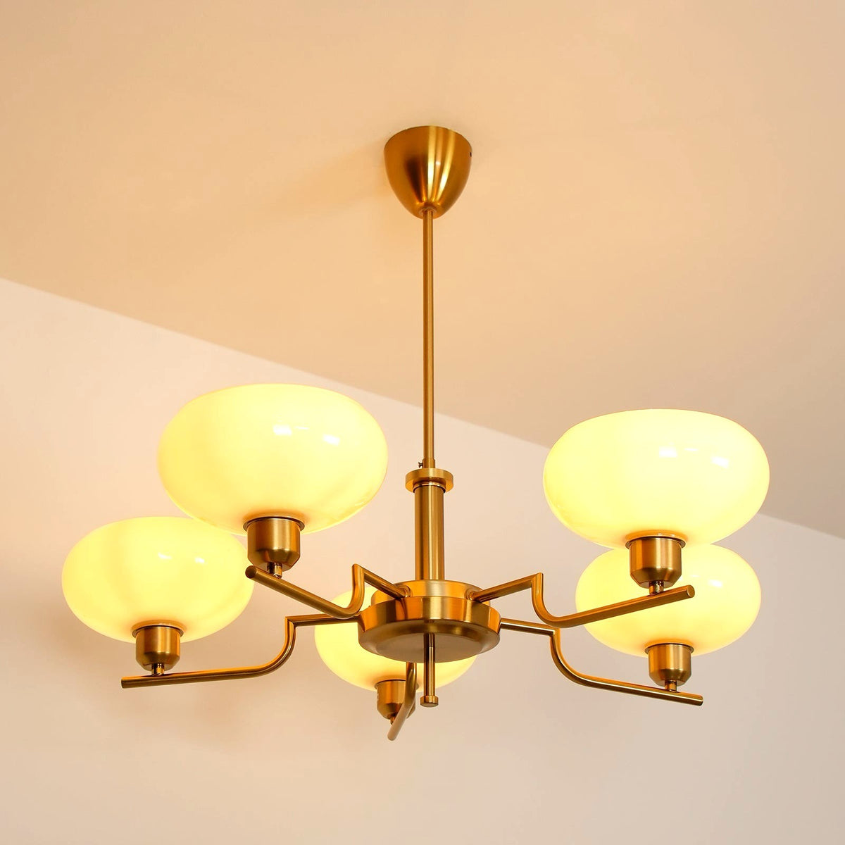 Lustra Suspension en Verre Globe Cadre en Laiton