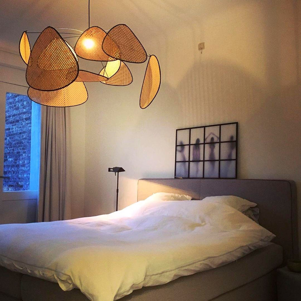 Lustra Lustre Écran Cannage Suspension Rétro