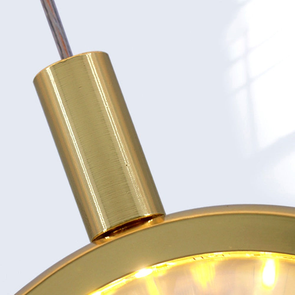 Arisha Luminaires Suspensions Ronde Moderne LED Métal/Cristal Doré Salon