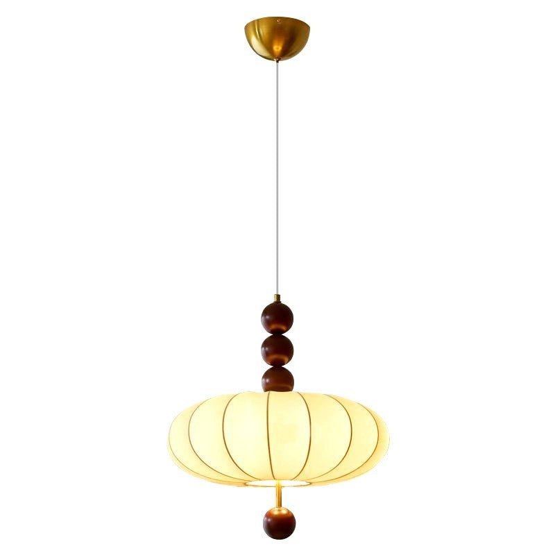 Suspension Vintage en Tissu et Bois Noyer