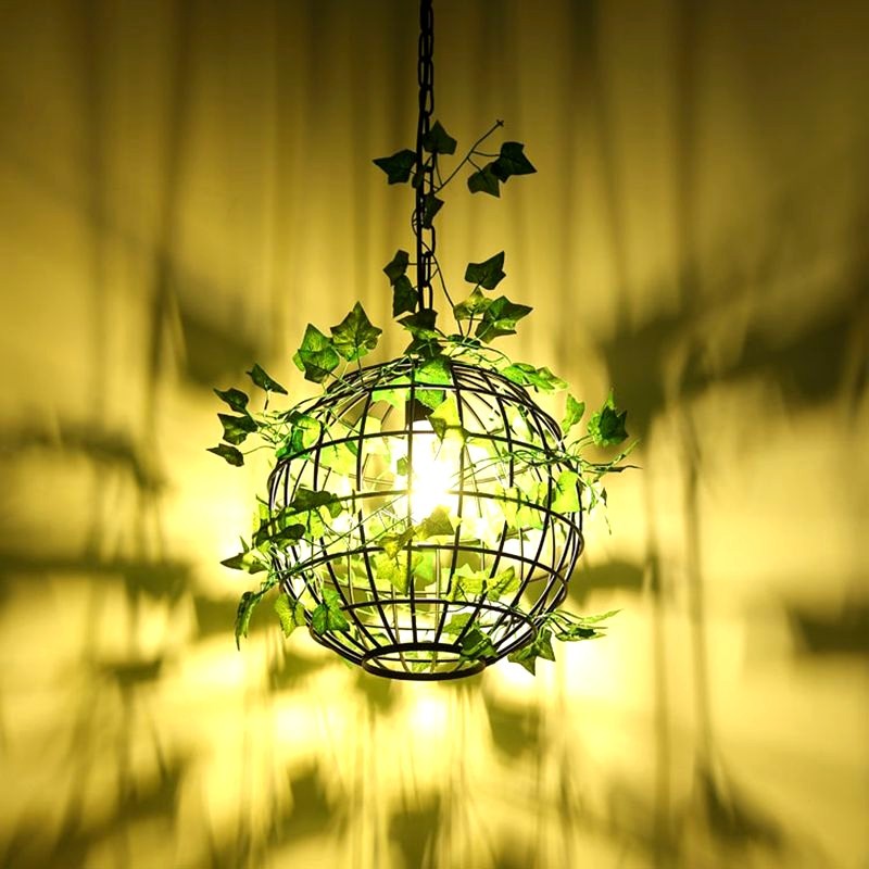 Umari Globe Art Deco LED Suspension Vert Métal Salle à Manger