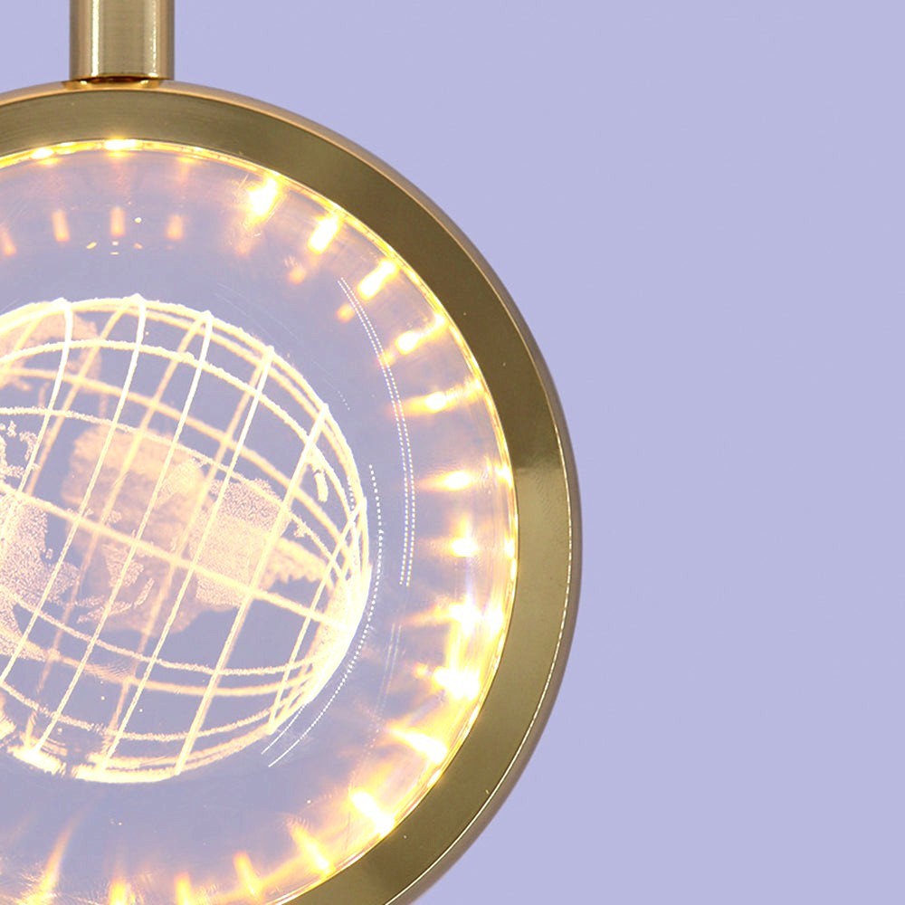 Arisha Luminaires Suspensions Ronde Moderne LED Métal/Cristal Doré Salon