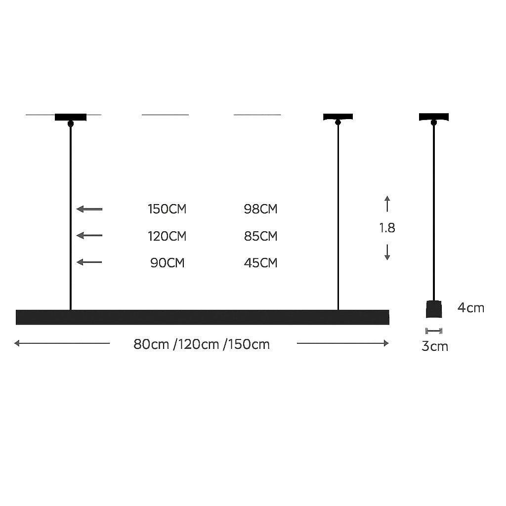 Suspension LED Bois Allongée Design Moderne Linéaire - vue d'ensemble