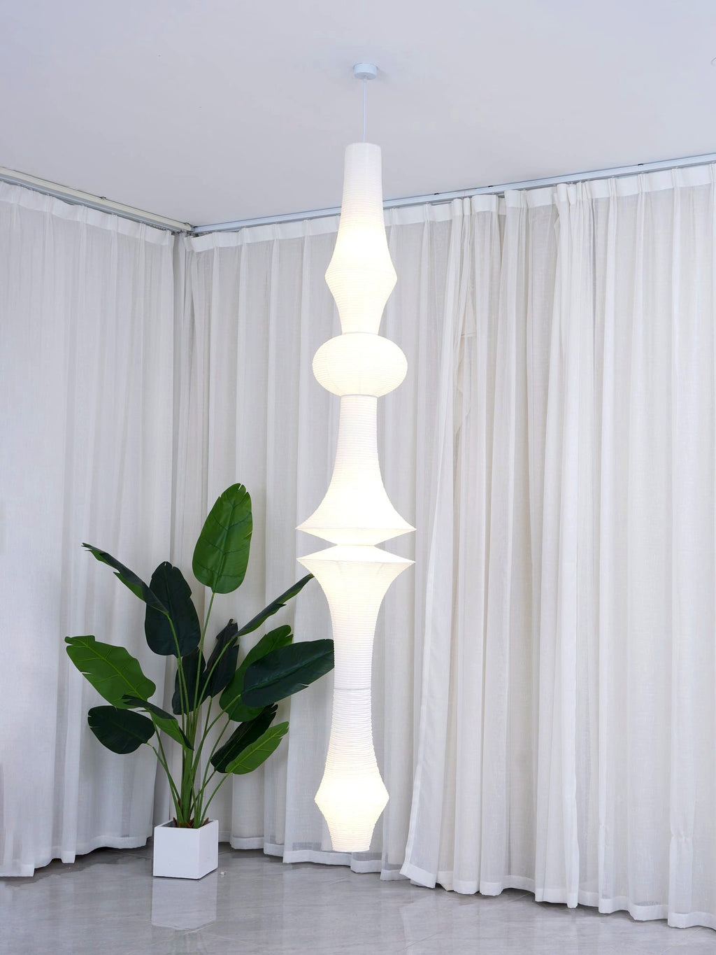 Lustra Suspension Luminaire Papier Washi E pour Salon