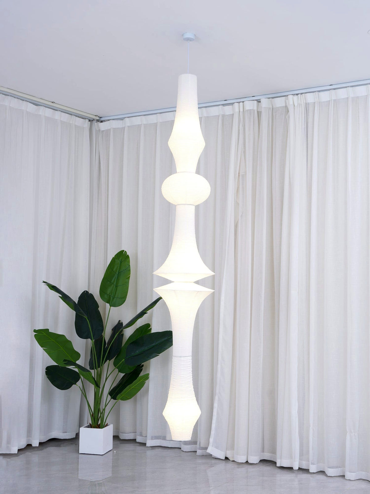 Lustra Suspension Luminaire Papier Washi E pour Salon