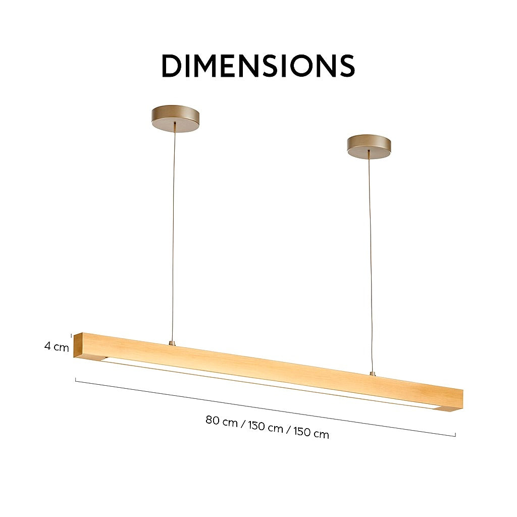 Suspension LED Bois Allongée Design Moderne Linéaire - vue principale